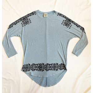Vocal USA Small Light Blue Stretch Knit Rhinestone Embellished Tunic